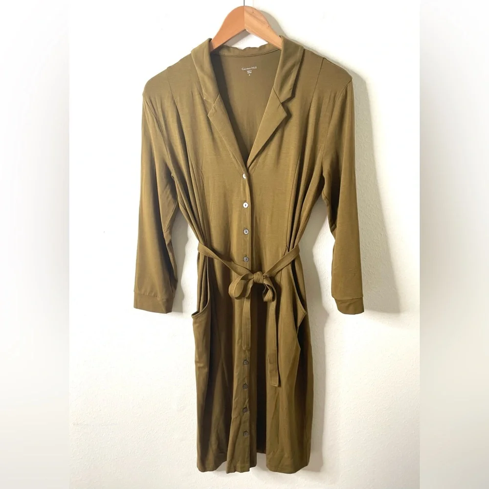 Like New Garnet Hill Tencel Long Sleeve Belted Dress‎ S